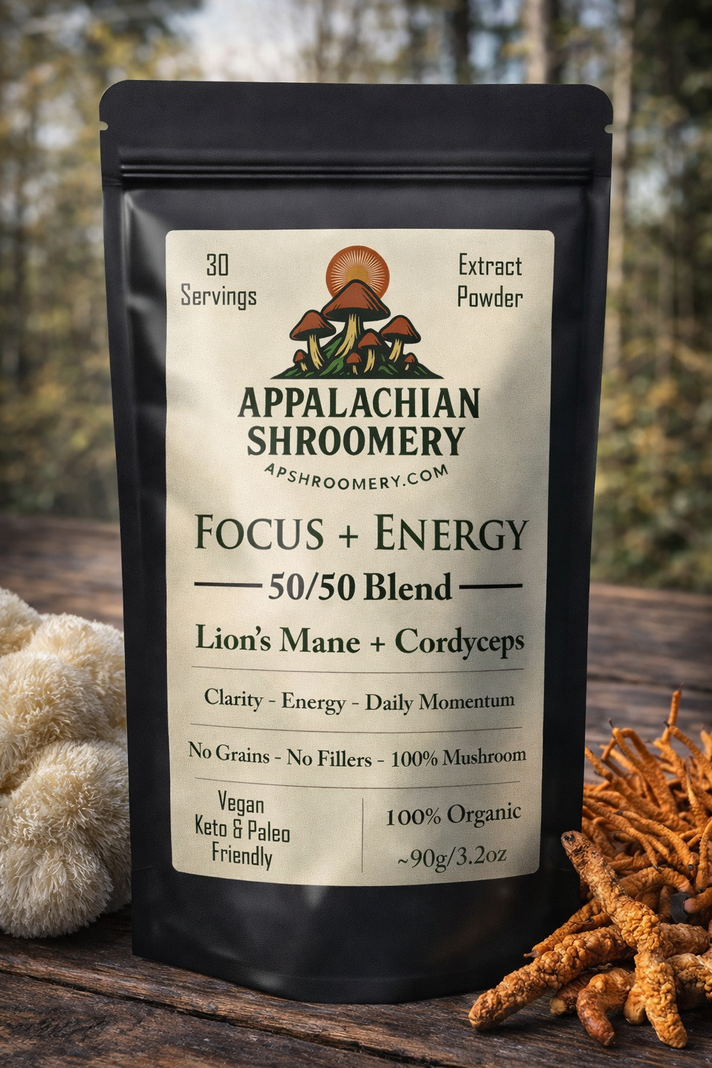 Lion’s Mane & Cordyceps Extract (50/50 Blend) — No Fillers, Real Mushroom Extracts
