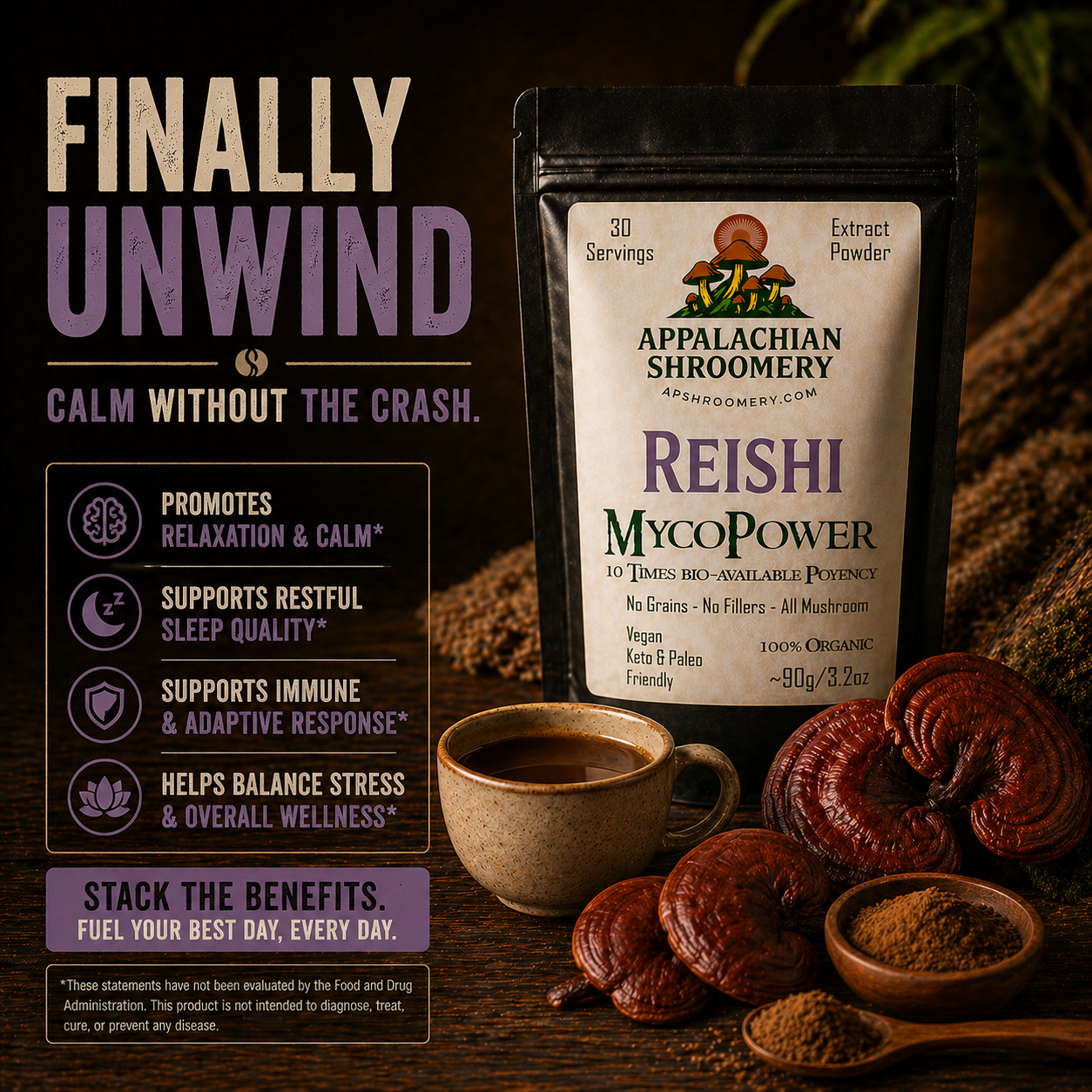 Reishi Extract Powder for Stress & Sleep