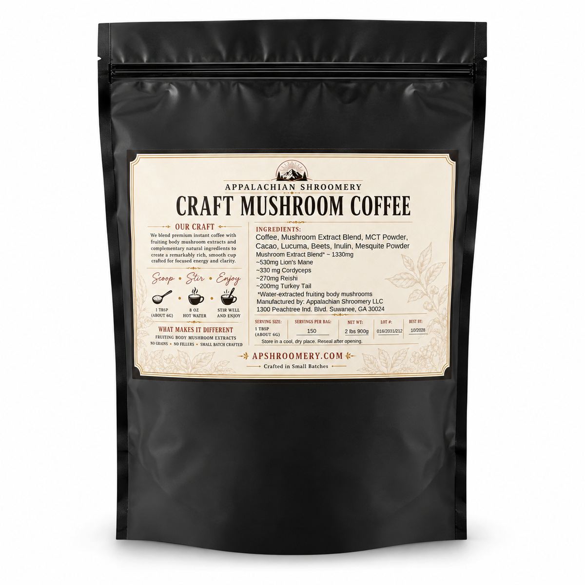 Craft Mushroom Coffee – 2 lb Bag | 150 Servings