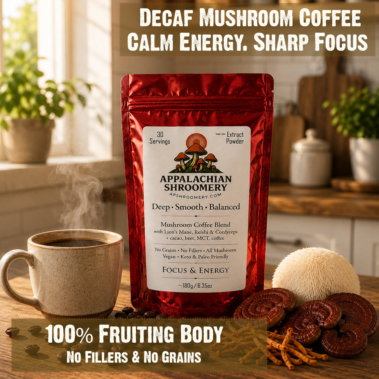 Decaf Craft Mushroom Coffee Focus & Energy